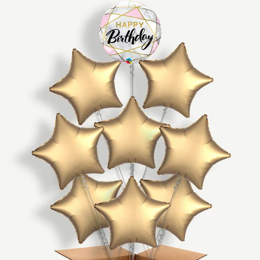 Marble Effect Happy Birthday Helium Balloon Bundle | Party Save Smile
