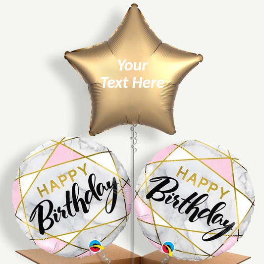 Personalisable Marble Effect Happy Birthday Helium Balloons | Party Save Smile
