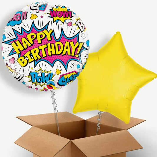 Superhero (White Pow) Helium Balloon Two | Party Save Smile