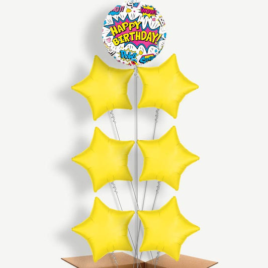 Superhero White Pow Helium Balloon Arrangement | Party Save Smile