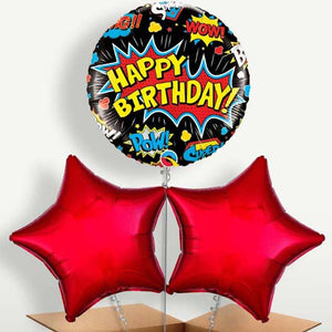 Superhero Black Pow Helium Bunch of Balloons (Trio)