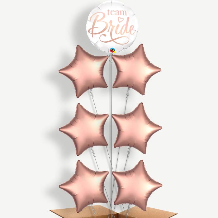Team Bride Rose Gold Helium Balloon Arrangement | Party Save Smile