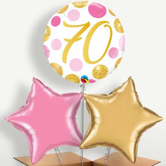 Pink & Gold 70th Birthday Balloon Bunch | Party Save Smile