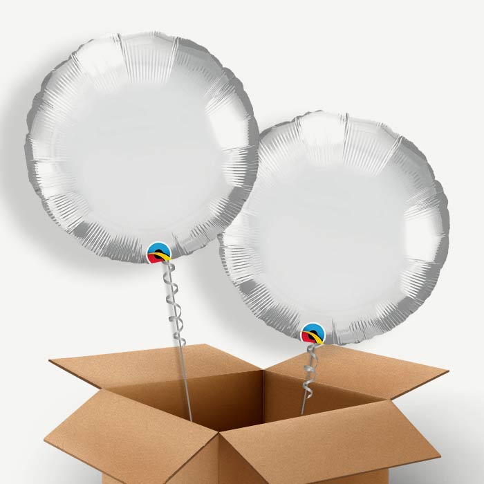 Chrome Silver Circle Helium Balloon Duo | Party Save Smile