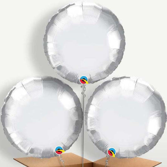 Chrome Silver Circle Bunch of Balloons inflated with Helium | Party Save Smile
