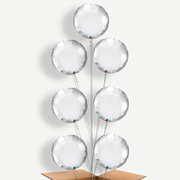 Chrome Silver Circle Helium Balloon Arrangement | Party Save Smile