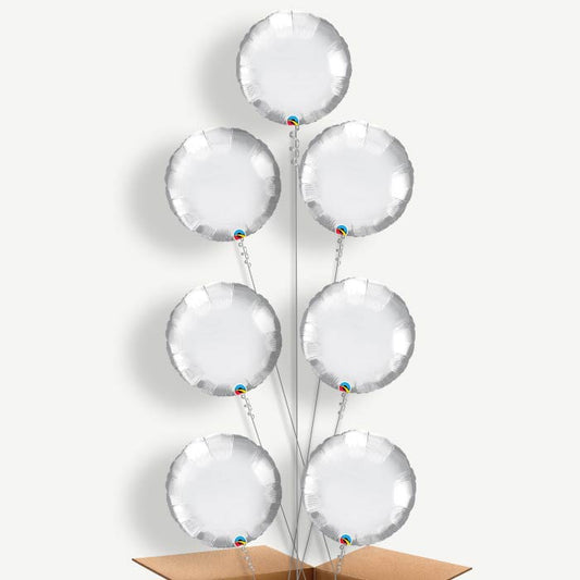 Chrome Silver Circle Helium Balloon Arrangement | Party Save Smile