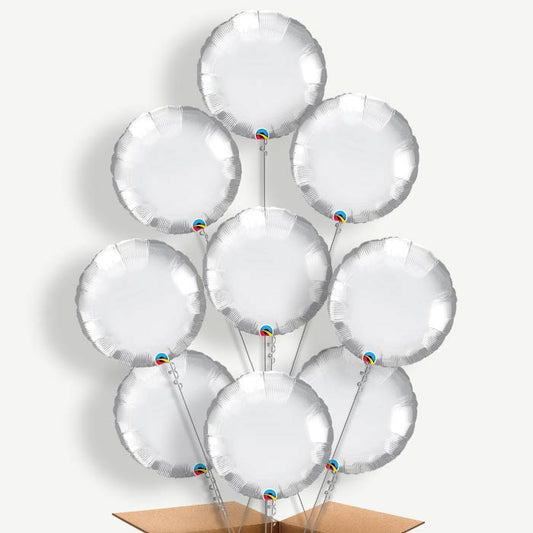 Chrome Silver Circle Helium Balloon Bundle | Party Save Smile