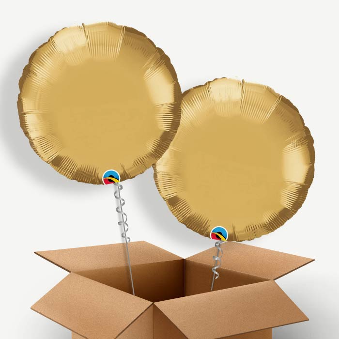Chrome Gold Circle Helium Balloon Duo | Party Save Smile