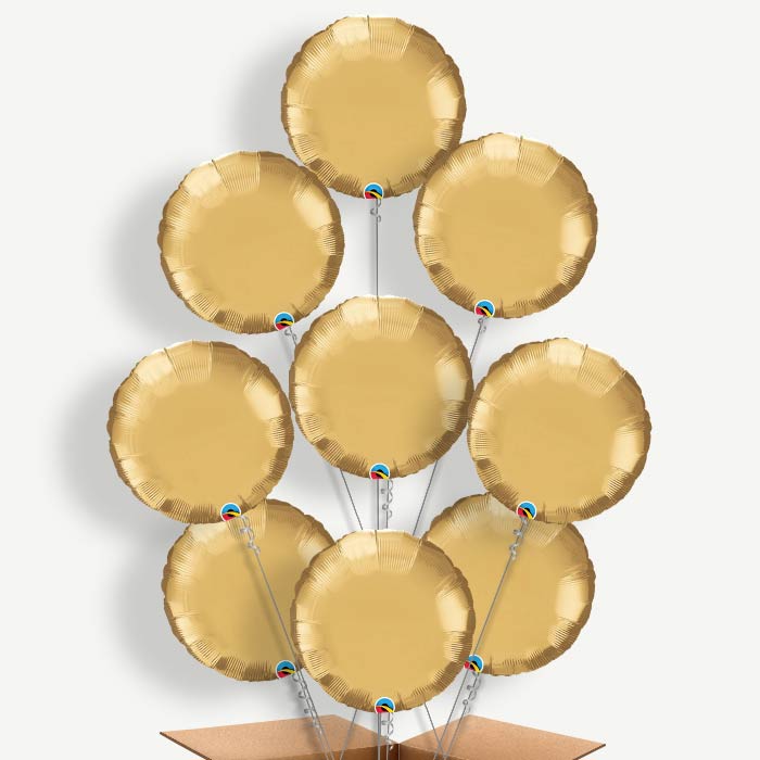 Chrome Gold Circle Balloon Bundle Inflated with Helium | Party Save Smile