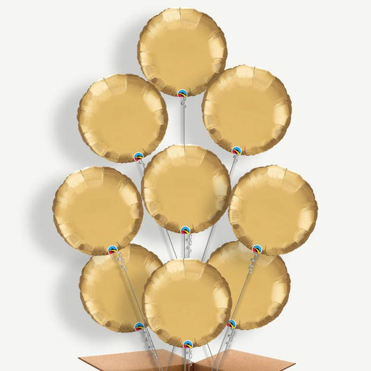 Chrome Gold Circle Balloon Bundle Inflated with Helium | Party Save Smile
