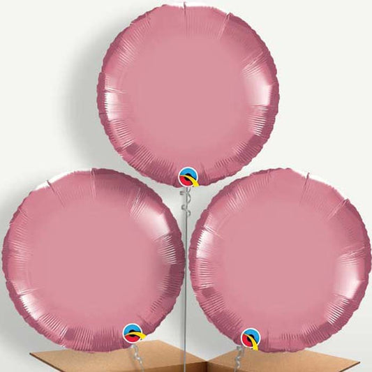 Chrome Mauve Circle Bunch of Balloons inflated with Helium | Party Save Smile