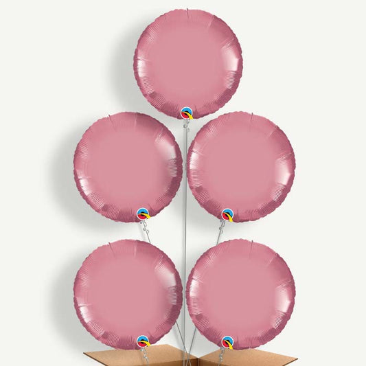 Chrome Mauve Circle Balloon Cluster Inflated with Helium | Party Save Smile