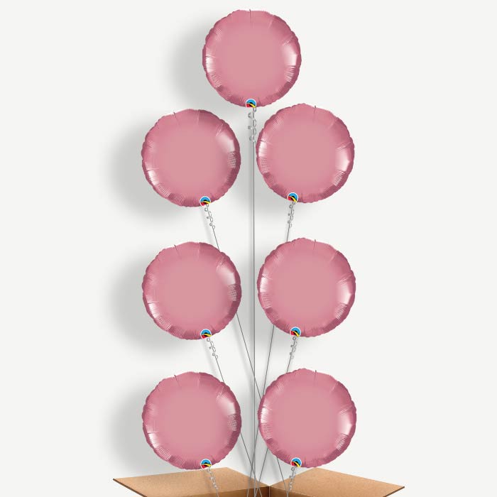 Chrome Mauve Circle Balloon Arrangement Inflated with Helium | Party Save Smile