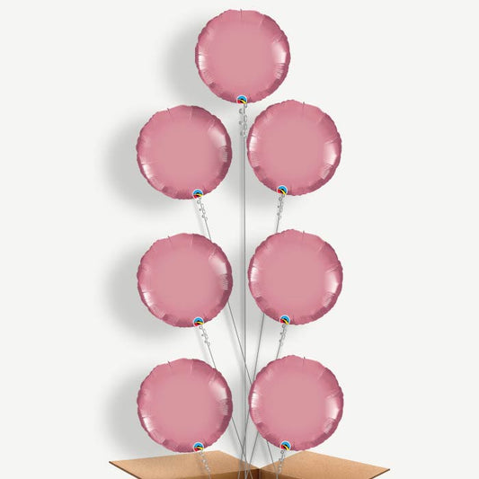 Chrome Mauve Circle Balloon Arrangement Inflated with Helium | Party Save Smile
