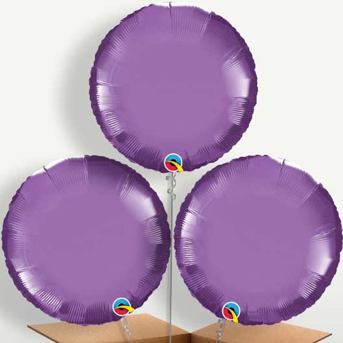 Chrome Purple Circle Bunch of Balloons inflated with Helium | Party Save Smile