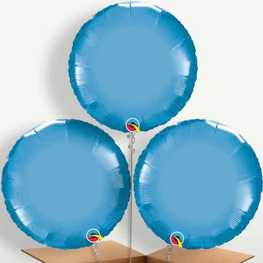 Blue Chrome Bunch of Balloons inflated with Helium | Party Save Smile