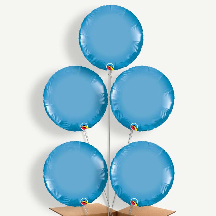 Blue Chrome Balloon Cluster Inflated with Helium | Party Save Smile