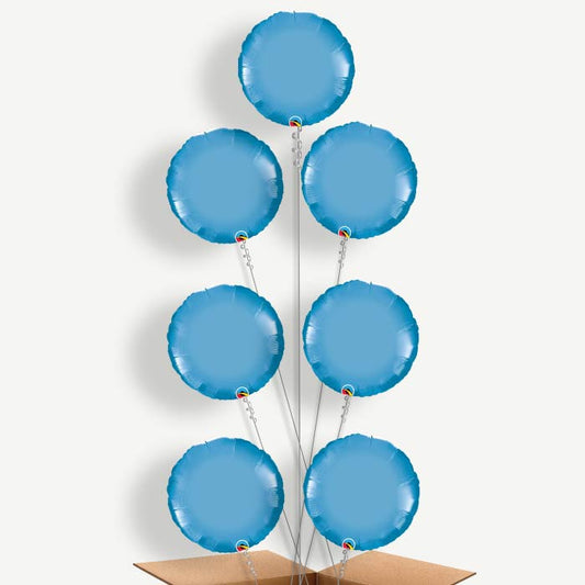 Blue Chrome Balloon Arrangement Inflated with Helium | Party Save Smile