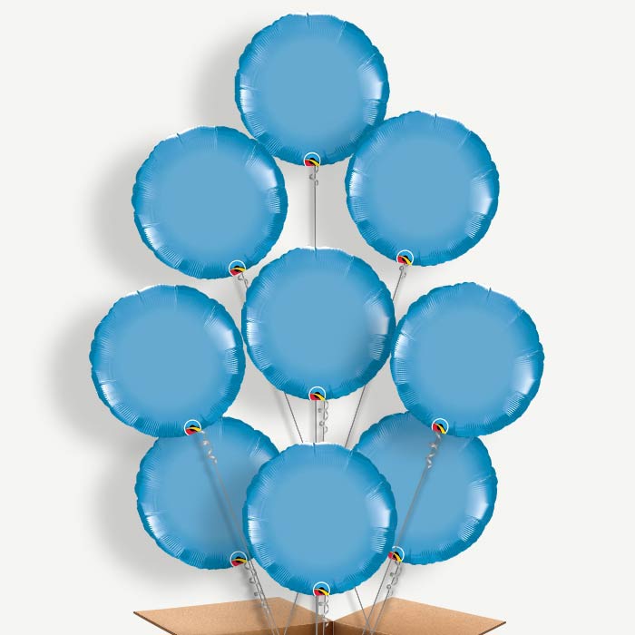 Blue Chrome Balloon Bundle Inflated with Helium | Party Save Smile