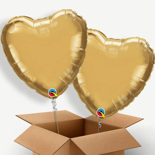 Chrome Gold Heart Helium Balloon Duo | Party Save Smile