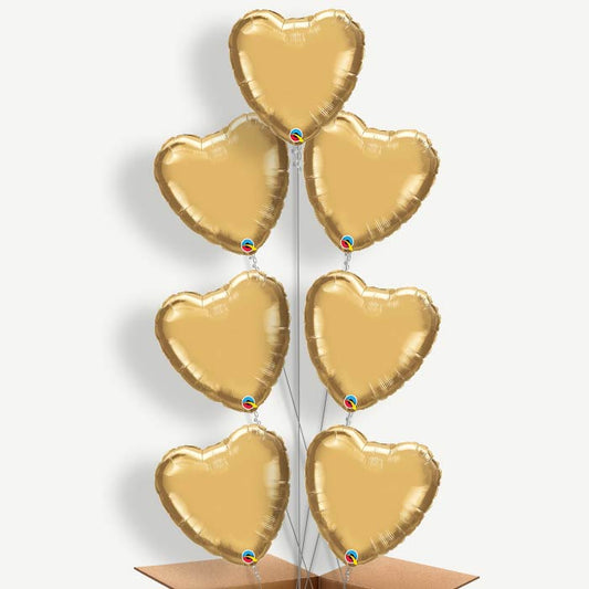 Chrome Gold Heart Balloon Arrangement Inflated with Helium | Party Save Smile