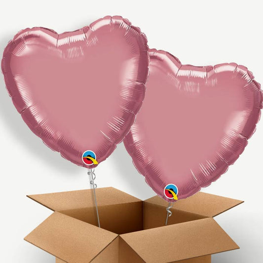 Chrome Mauve Heart Helium Balloon Duo | Party Save Smile