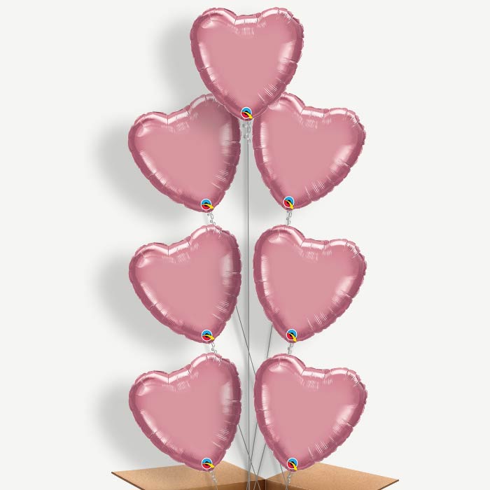 Chrome Mauve Heart Balloon Arrangement Inflated with Helium | Party Save Smile