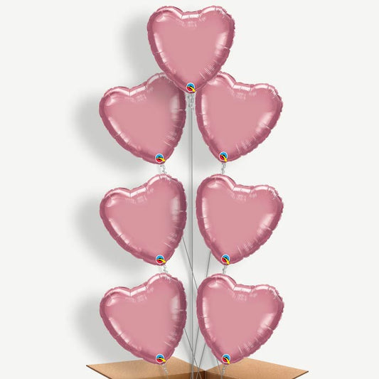 Chrome Mauve Heart Balloon Arrangement Inflated with Helium | Party Save Smile