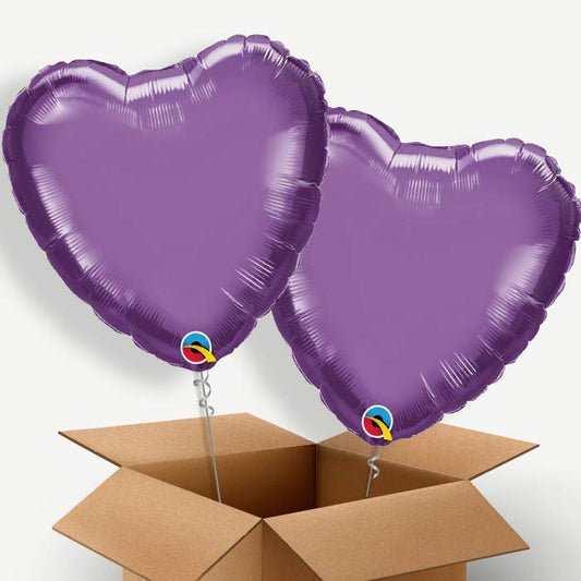 Chrome Purple Heart Helium Balloon Duo | Party Save Smile