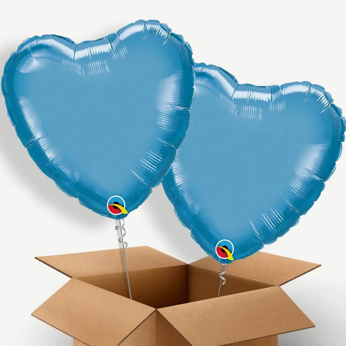 Heart Blue Chrome Helium Balloon Pair | Party Save Smile