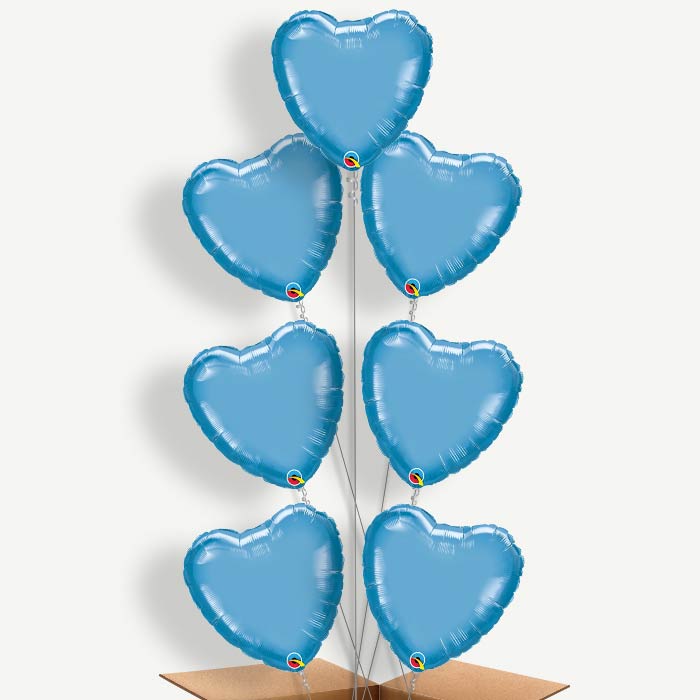 Heart Blue Chromes Balloon Arrangement Inflated with Helium | Party Save Smile