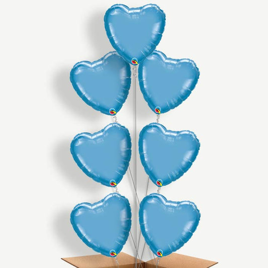 Heart Blue Chromes Balloon Arrangement Inflated with Helium | Party Save Smile