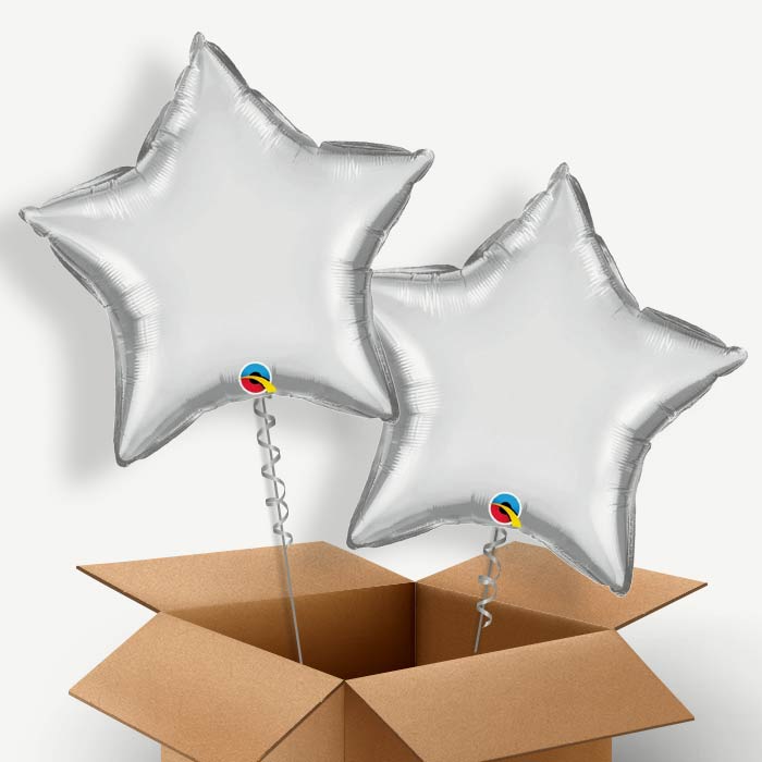 Chrome Silver Star Helium Balloon Duo | Party Save Smile
