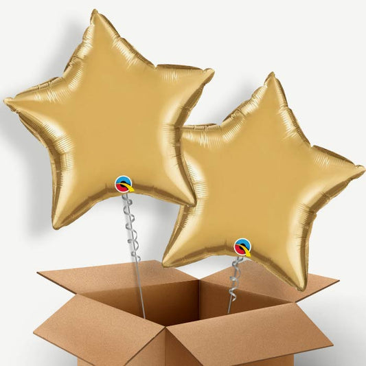 Chrome Gold Star Helium Balloon Duo | Party Save Smile