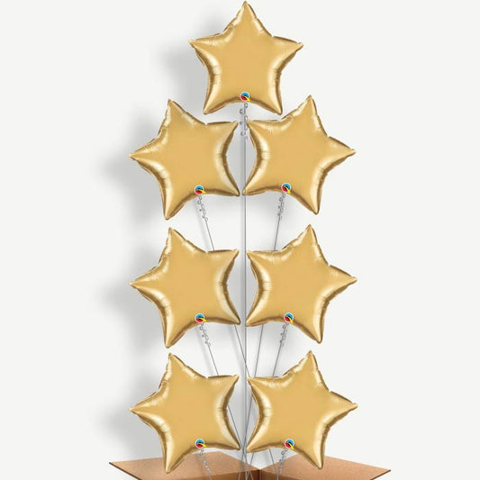 Chrome Gold Star Balloon Arrangement Inflated with Helium | Party Save Smile