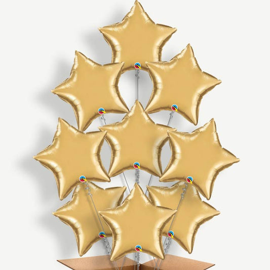 Chrome Gold Star Balloon Bundle Inflated with Helium | Party Save Smile