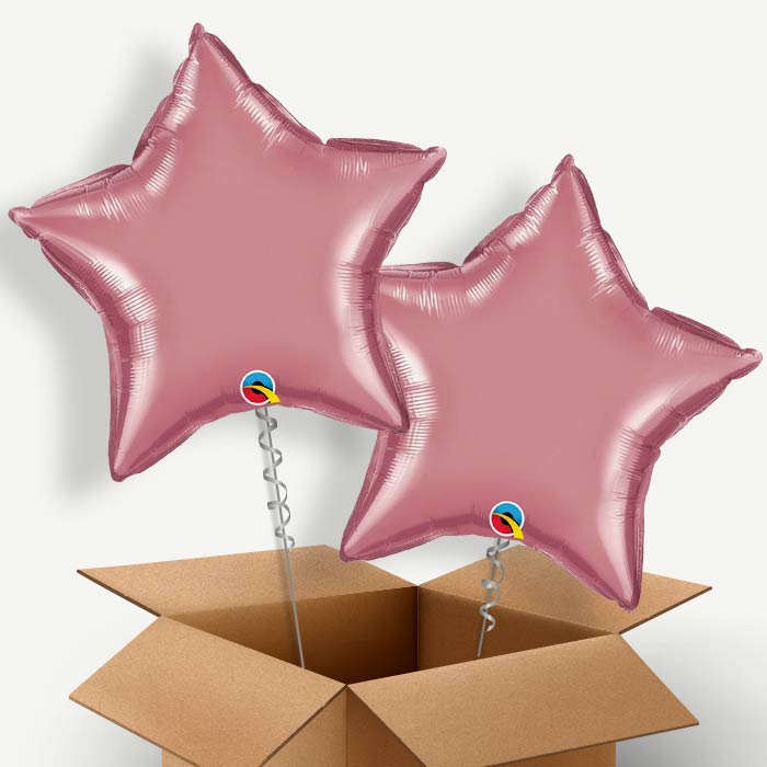 Chrome Mauve Star Helium Balloon Duo | Party Save Smile