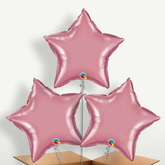 Chrome Mauve Star Bunch of Balloons inflated with Helium | Party Save Smile