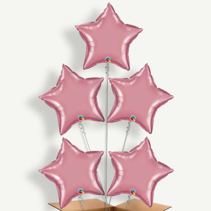 Chrome Mauve Star Balloon Cluster Inflated with Helium | Party Save Smile