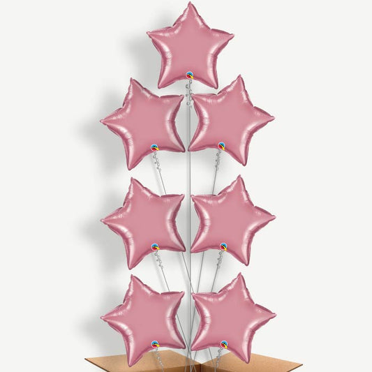 Chrome Mauve Star Balloon Arrangement Inflated with Helium | Party Save Smile