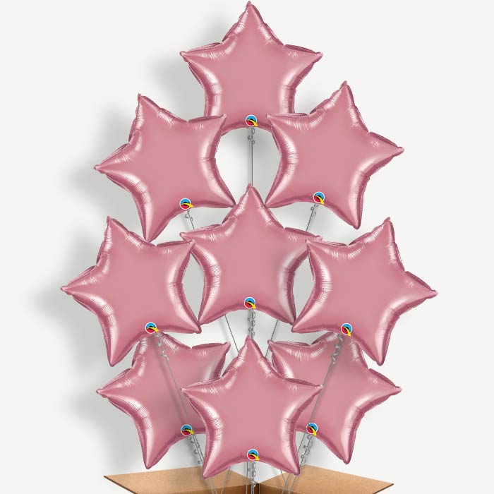 Chrome Mauve Star Balloon Bundle Inflated with Helium | Party Save Smile