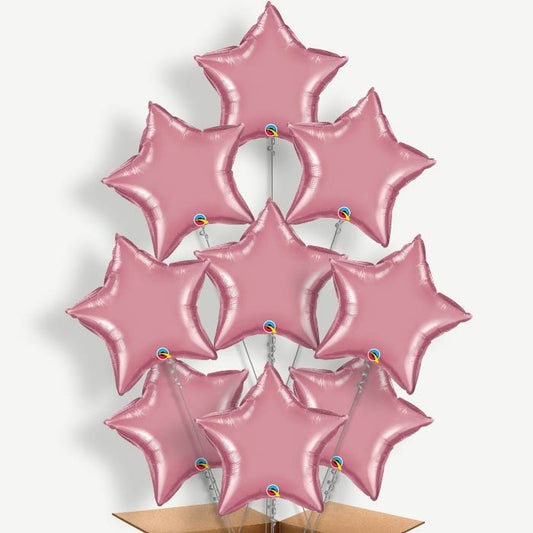 Chrome Mauve Star Balloon Bundle Inflated with Helium | Party Save Smile