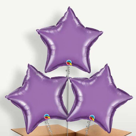Chrome Purple Star Bunch of Balloons inflated with Helium | Party Save Smile
