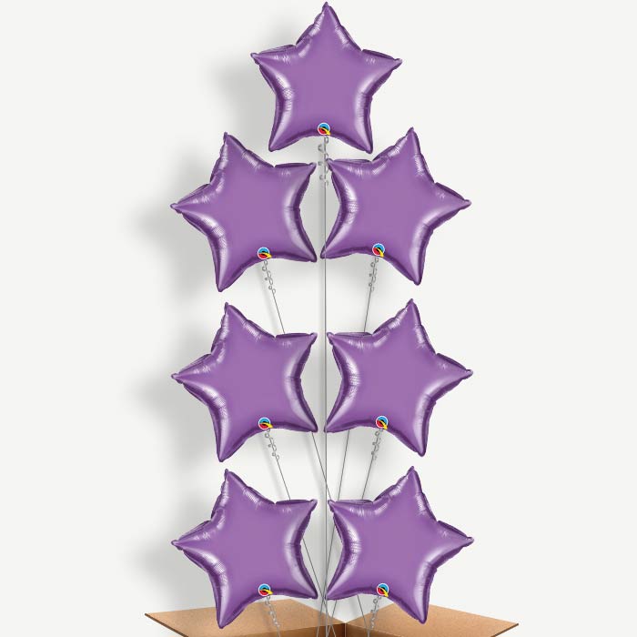 Chrome Purple Star Balloon Arrangement Inflated with Helium | Party Save Smile