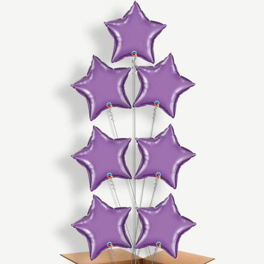 Chrome Purple Star Balloon Arrangement Inflated with Helium | Party Save Smile