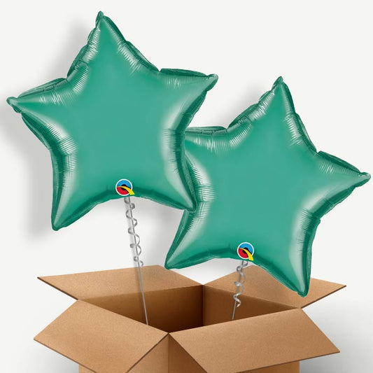 Chrome Green Star Helium Balloon Duo | Party Save Smile