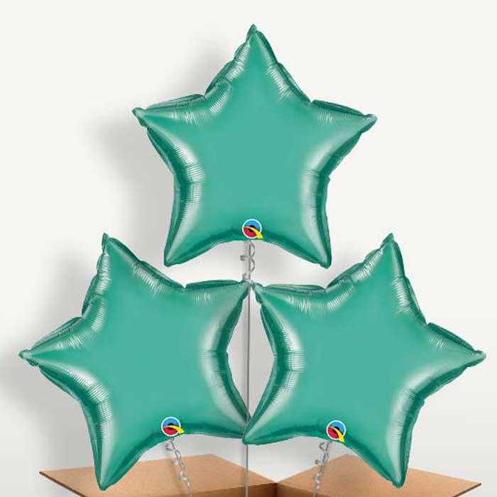 Chrome Green Star Bunch of Balloons inflated with Helium | Party Save Smile