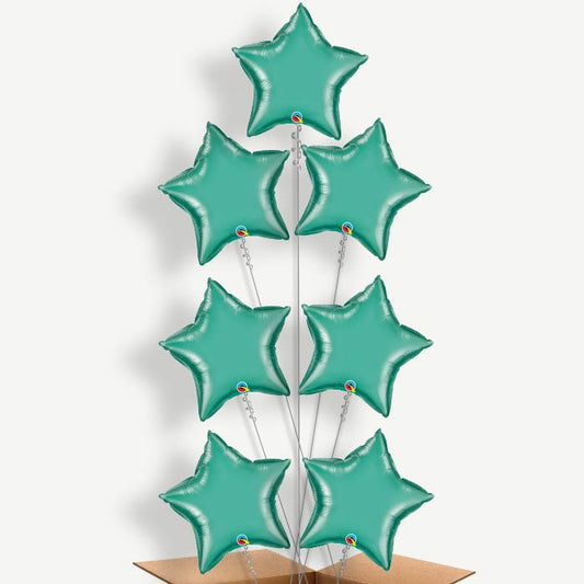 Chrome Green Star Balloon Arrangement Inflated with Helium | Party Save Smile