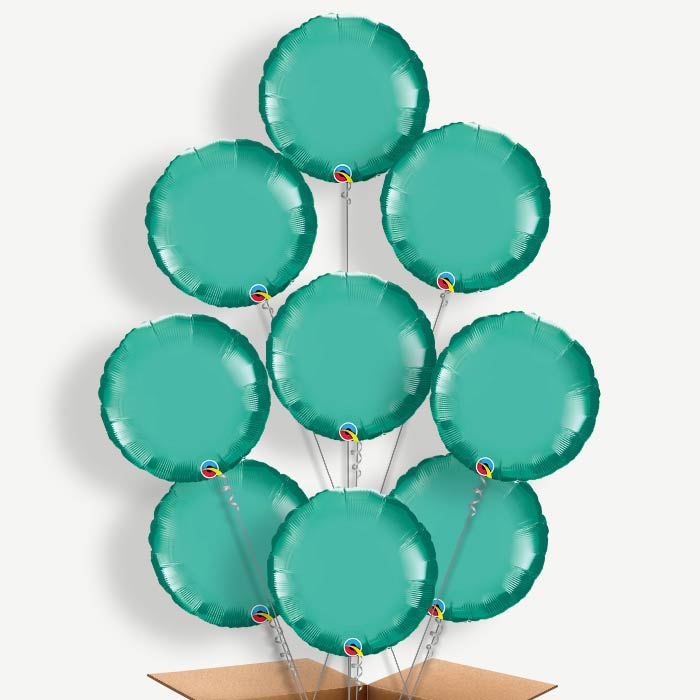 Circle Chrome Green Balloon Bundle Inflated with Helium | Party Save Smile